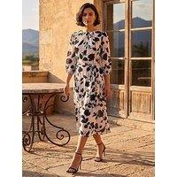 Roman Floral Pleated Midi Dress