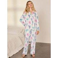 Chelsea Peers Rainbow Dragon Print Long Pyjama Set - Off White