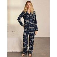 Chelsea Peers Polka Dot Zebra Print Long Pyjama Set - Navy