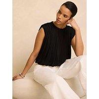 Mint Velvet Black Bubble Hem Top