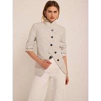 Mint Velvet Silver Grey High Neck Blazer