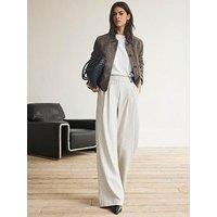 Mint Velvet Wide Leg Pleat Trouser - Grey