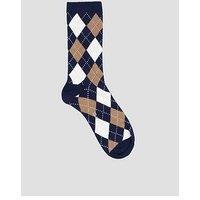 Gant Womens Cotton-Rich Stretch Argyle Crew Socks - Blue