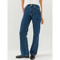 Gant Womens Relaxed Double Button Straight Jeans - Blue