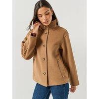 Gant Womens Wool Blend Funnel Neck Jacket - Brown