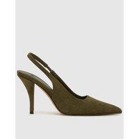 Schuh Womens Sophia Pointed Slingback Stiletto Court Shoes - Dark Green