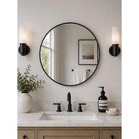 Showerdrape Showerdrape Woolwich Brushed Black Framed Round Mirror 45X45Cm