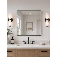 Showerdrape Paddington Brushed Black Framed Square Mirror 45X45Cm