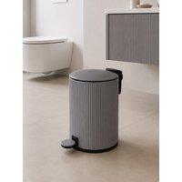 Showerdrape Alpini Grey Round Ribbed 3L Soft Close Pedal Bin