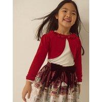Monsoon Girls Ottilie Rose Trim Button Cardigan - Red