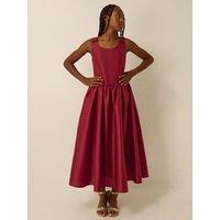 Monsoon Girls Ohio Structured Fitted Bodice Full Skirt Prom Dress - Dark Red