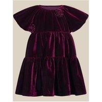 Monsoon Girls Leila Velvet Corsage Tiered Dress - Purple