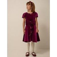 Monsoon Girls Genevieve Velvet Bow Sequin Trim Dress - Dark Red