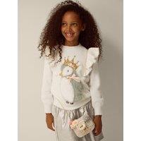 Monsoon Girls Knitted Penguin Jumper - Light Cream