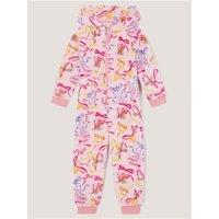 Monsoon Girls Christmas Bow Skate Fleece All In One - Pink