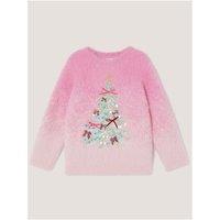 Monsoon Girls Ombre Christmas Tree Soft-Touch Jumper - Pink