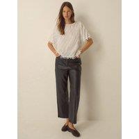Monsoon Womens Faux Leather Straight Leg Libby Trousers - Black
