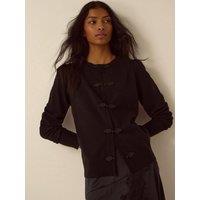 Monsoon Womens Faye Frogging Button Crew Neck Cardigan - Black