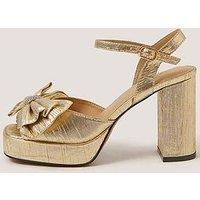 Monsoon Womens Platform Bow Block Heel Sandals - Gold