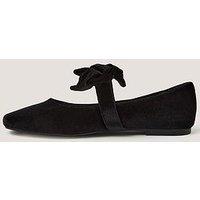Monsoon Womens Velvet Bow Mary Jane Flat Pump - Black