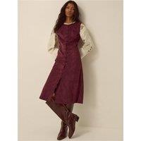 Monsoon Womens Isabel Sleeveless Faux Suede Midi Dress - Red