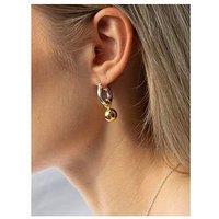 Seol + Gold Mixed Metal Ball Charm Hoops