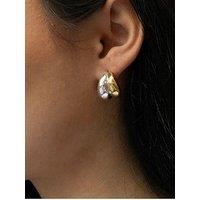 Seol + Gold Mixed Metal Half Hoop Stud Earrings