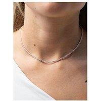 Seol + Gold Sterling Silver Pink Cz Tennis Choker