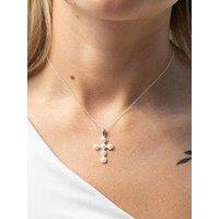 Seol + Gold Sterling Silver Pearl Bezel Cross Pendant