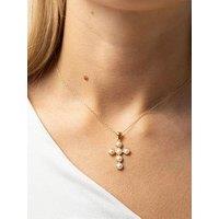 Seol + Gold 18Ct Gold Plated Pearl Bezel Cross Pendant
