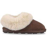 Totes Isotoner Womens Suede Boot Slipper With Faux Fur Cuff - Brown