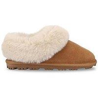 Totes Isotoner Womens Suede Boot Slipper With Faux Fur Cuff - Tan