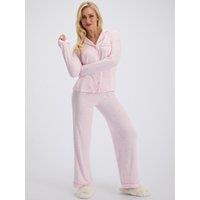 Boux Avenue Womens Supersoft Heart Print Button-Through Pyjama Set - Pink