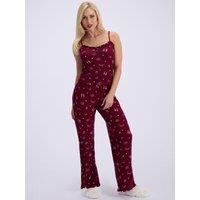 Boux Avenue Womens Supersoft Brushed Self-Care Print Pyjama Set - Red