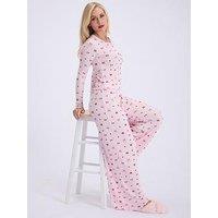 Boux Avenue Boux Avenue Bow Rib Co-Ord Pyjama Set - Pink Mix