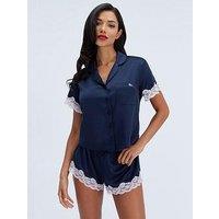 Boux Avenue Amelia Satin Short Pyjama Set - Dark Navy