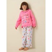 Monsoon Girls Christmas Logo Frill Trim Jersey Pyjamas - Pink