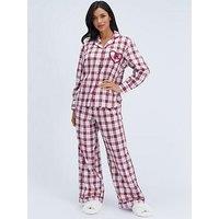 Boux Avenue Boux Avenue Check Pocket Cotton Pj Set - Burgundy