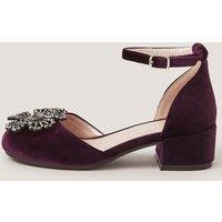 Monsoon Girls Gemstone Flower Block Heel Shoes - Purple