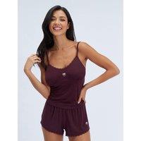 Boux Avenue Modal Emb Cami Short Pj Set - Blackberry