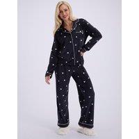 Boux Avenue Heart Velour Pyjama Set - Charcoal