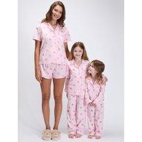 Boux Avenue Girls Teddy Bear Print Button-Through Pyjamas - Pink