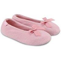 Totes Isotoner Womens Soft Terry Bow Ballet Slippers - Pink