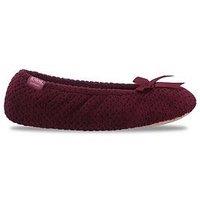 Totes Isotoner Womens Popcorn Ballet Slippers - Burgundy