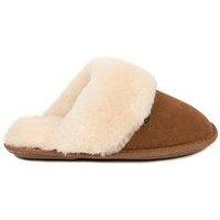 Just Sheepskin Womens Duchess Sheepskin Lined Slip-On Mule Slippers - Brown