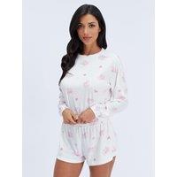 Boux Avenue Pretty Bow Velour Short Pj Set - Ivory Mix