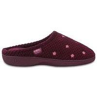 Totes Isotoner Womens Popcorn Mule Slippers - Burgundy Star
