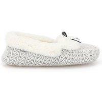 Totes Patterned Knit Moccasin Slippers - Cream Multi