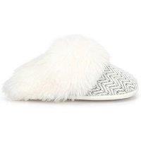 Totes Patterned Knit Mule Slippers - Cream Multi