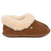 Just Sheepskin Womens Full Back Sheepskin Lined Suede Slippers - Brown